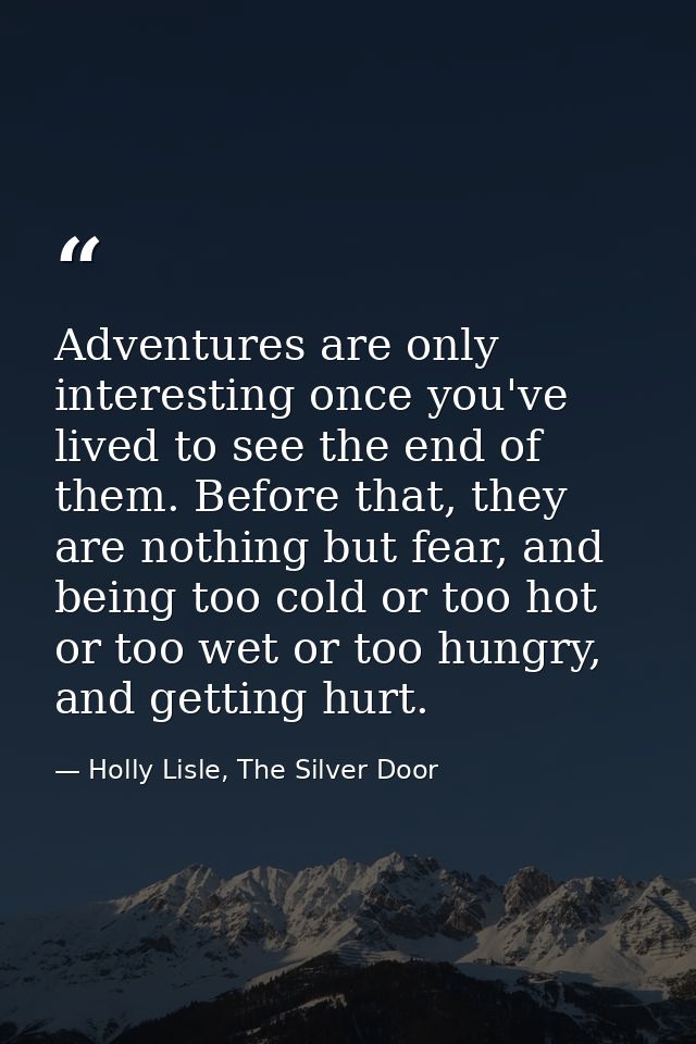 Adventures are only interesting once you've lived to see the end of them. Before that, they are nothing but fear, and be — Holly Lisle, The Silver Door