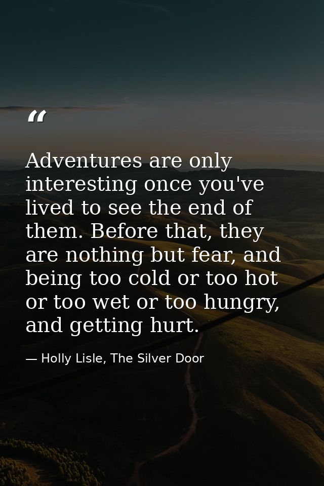 Adventures are only interesting once you've lived to see the end of them. Before that, they are nothing but fear, and be — Holly Lisle, The Silver Door