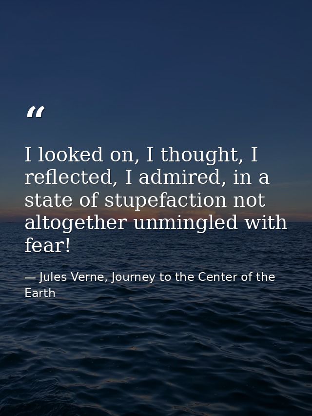 I looked on, I thought, I reflected, I admired, in a state of stupefaction not altogether unmingled with fear! — Jules Verne, Journey to the Center of the Earth