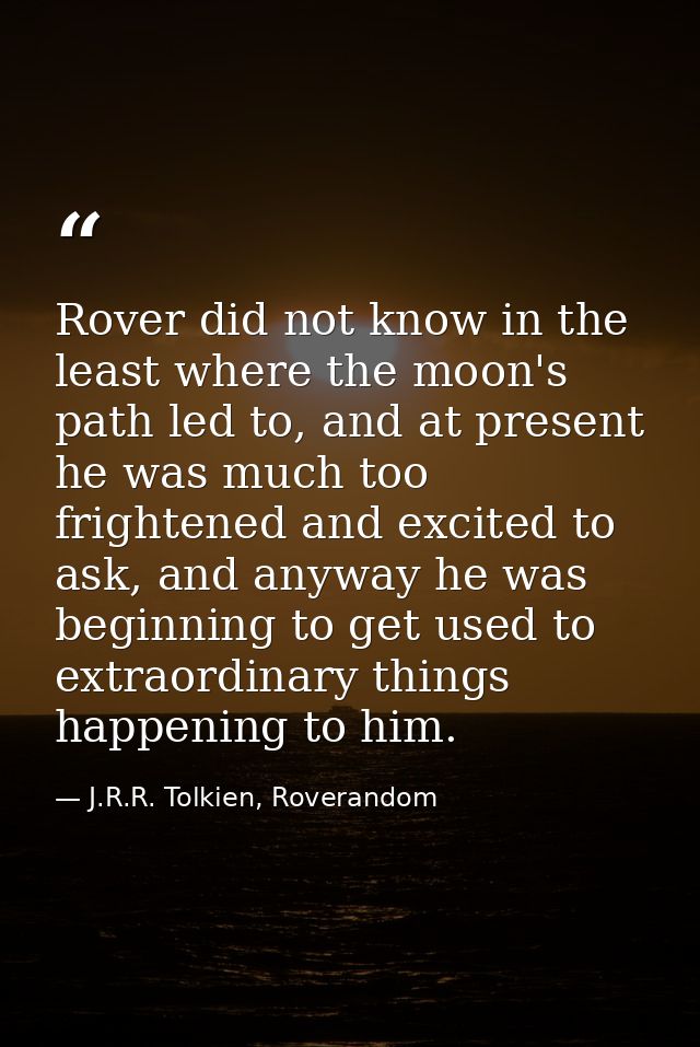 Rover did not know in the least where the moon's path led to, and at present he was much too frightened and excited to a — J.R.R. Tolkien, Roverandom