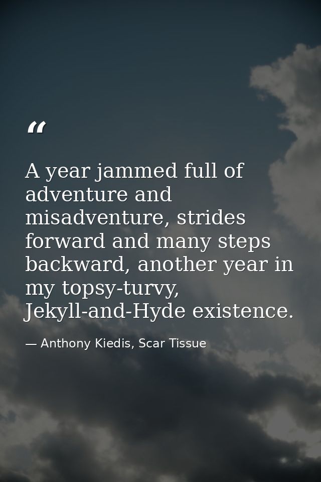 A year jammed full of adventure and misadventure, strides forward and many steps backward, another year in my topsy-turv — Anthony Kiedis, Scar Tissue
