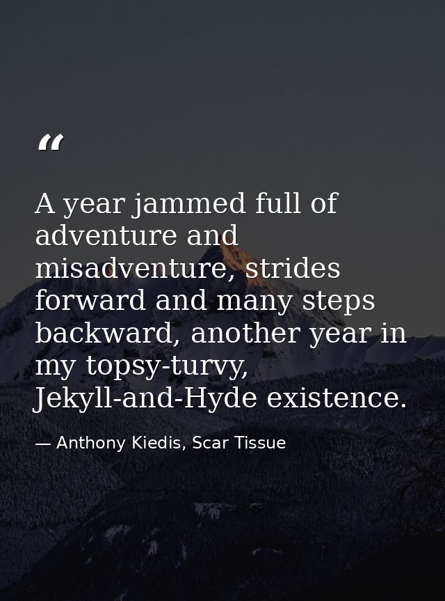 A year jammed full of adventure and misadventure, strides forward and many steps backward, another year in my topsy-turv — Anthony Kiedis, Scar Tissue