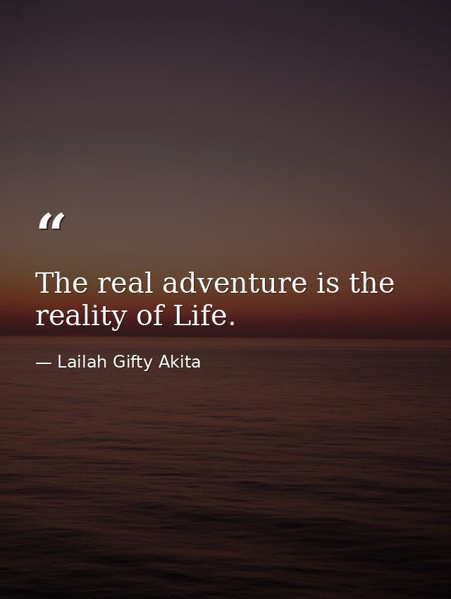 The real adventure is the reality of Life. — Lailah Gifty Akita