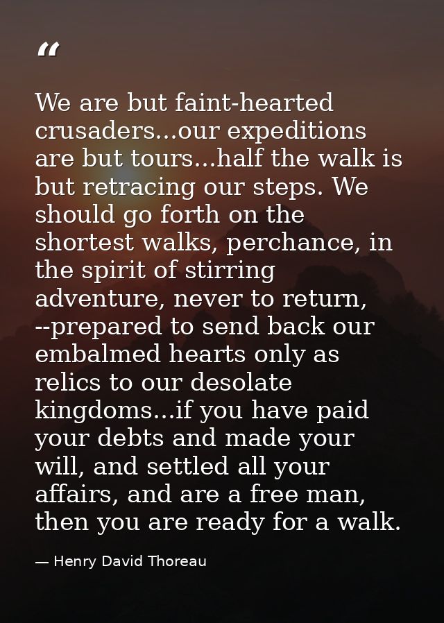 We are but faint-hearted crusaders...our expeditions are but tours...half the walk is but retracing our steps. We should — Henry David Thoreau