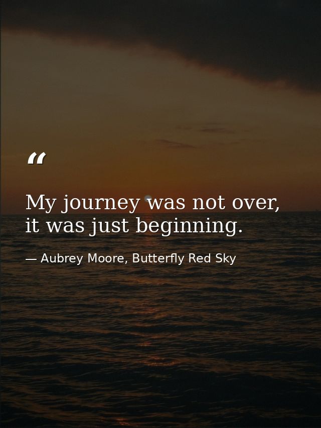 My journey was not over, it was just beginning. — Aubrey Moore, Butterfly Red Sky