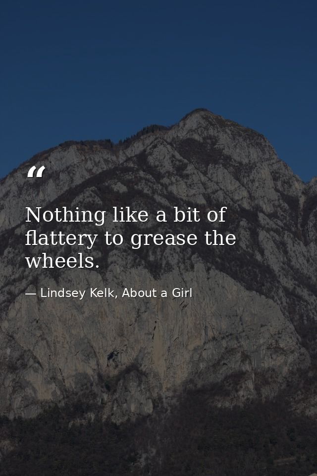 Nothing like a bit of flattery to grease the wheels. — Lindsey Kelk, About a Girl
