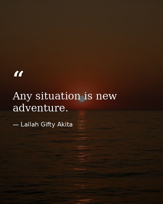 Any situation is new adventure. — Lailah Gifty Akita