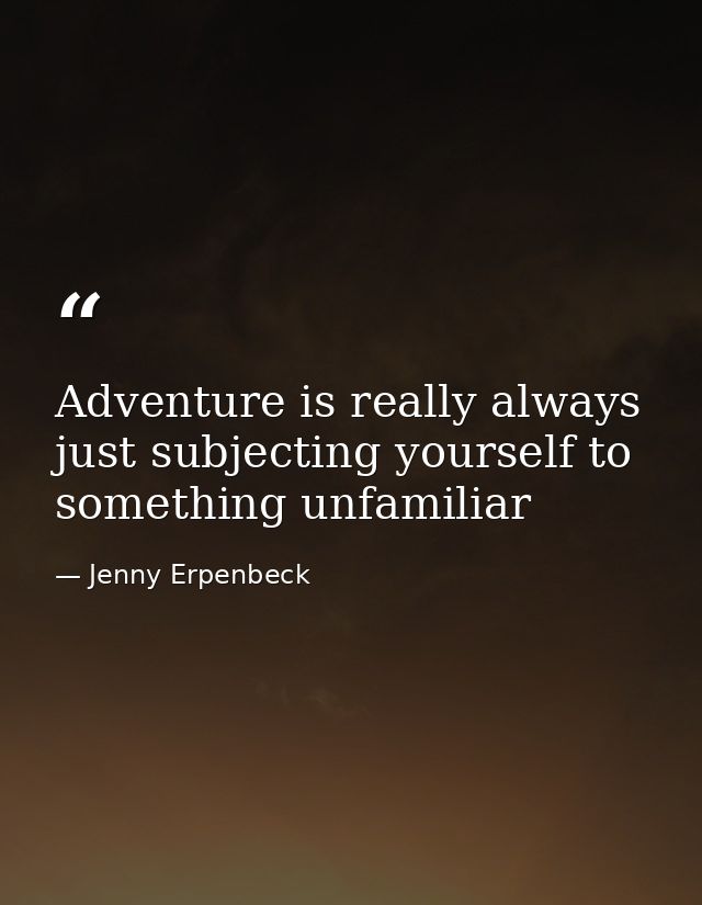 Adventure is really always just subjecting yourself to something unfamiliar — Jenny Erpenbeck
