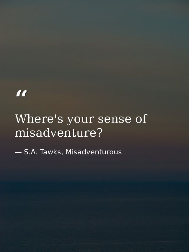 Where's your sense of misadventure? — S.A. Tawks, Misadventurous