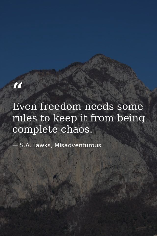 Even freedom needs some rules to keep it from being complete chaos. — S.A. Tawks, Misadventurous