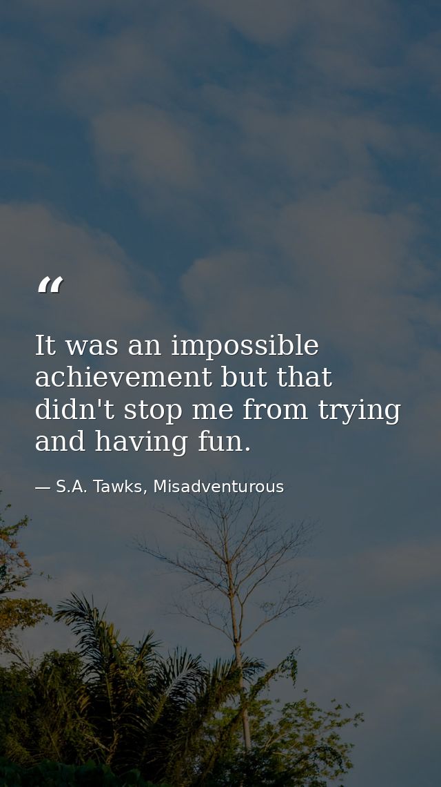 It was an impossible achievement but that didn't stop me from trying and having fun. — S.A. Tawks, Misadventurous