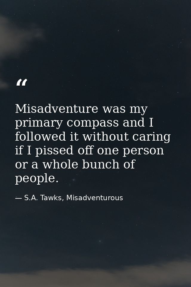 Misadventure was my primary compass and I followed it without caring if I pissed off one person or a whole bunch of peop — S.A. Tawks, Misadventurous