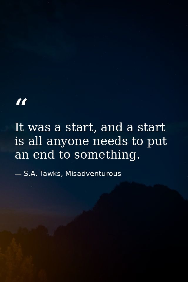 It was a start, and a start is all anyone needs to put an end to something. — S.A. Tawks, Misadventurous