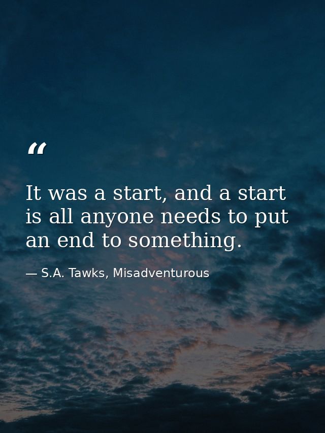 It was a start, and a start is all anyone needs to put an end to something. — S.A. Tawks, Misadventurous
