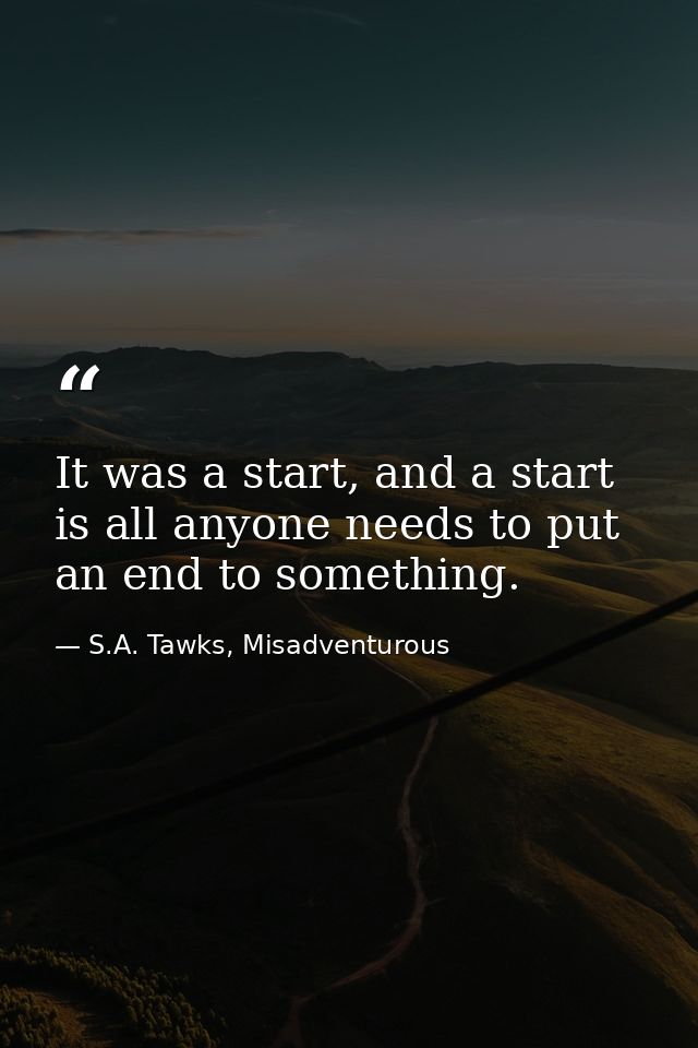 It was a start, and a start is all anyone needs to put an end to something. — S.A. Tawks, Misadventurous
