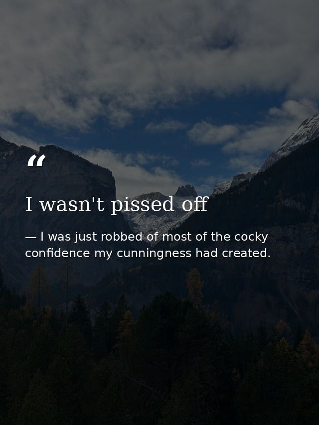 I wasn't pissed off — I was just robbed of most of the cocky confidence my cunningness had created.