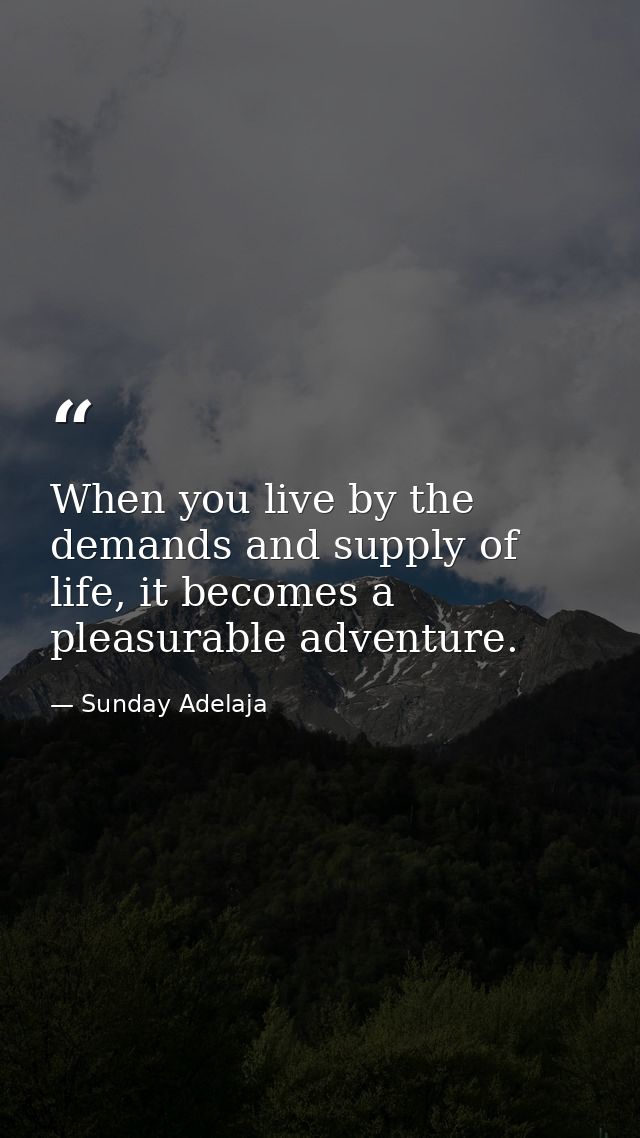 When you live by the demands and supply of life, it becomes a pleasurable adventure. — Sunday Adelaja