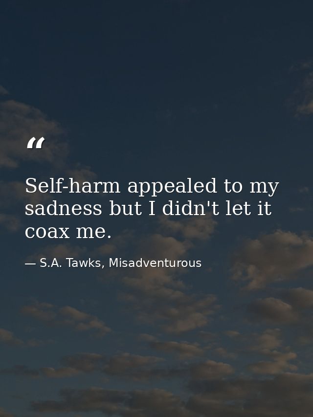 Self-harm appealed to my sadness but I didn't let it coax me. — S.A. Tawks, Misadventurous