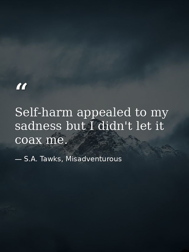 Self-harm appealed to my sadness but I didn't let it coax me. — S.A. Tawks, Misadventurous