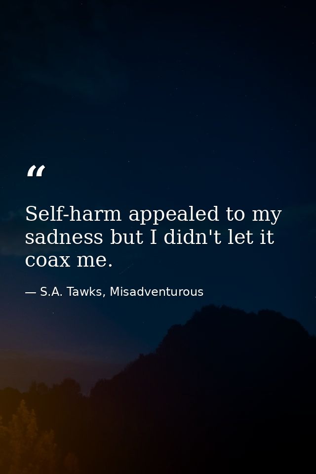 Self-harm appealed to my sadness but I didn't let it coax me. — S.A. Tawks, Misadventurous