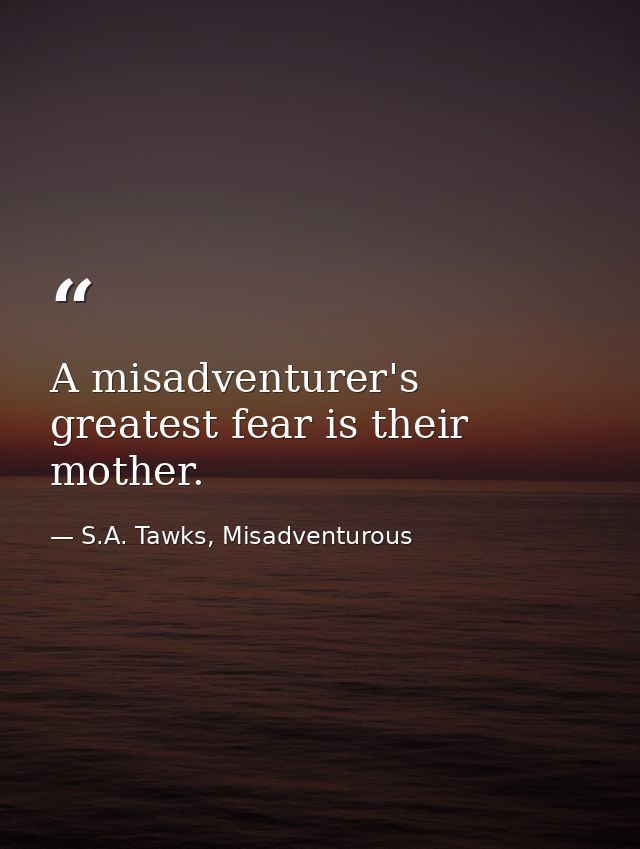 A misadventurer's greatest fear is their mother. — S.A. Tawks, Misadventurous