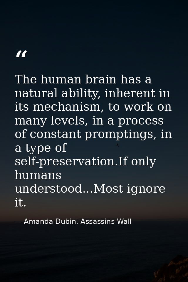 The human brain has a natural ability, inherent in its mechanism, to work on many levels, in a process of constant promp — Amanda Dubin, Assassins Wall