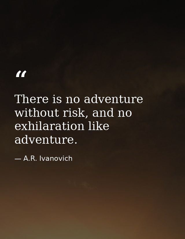 There is no adventure without risk, and no exhilaration like adventure. — A.R. Ivanovich