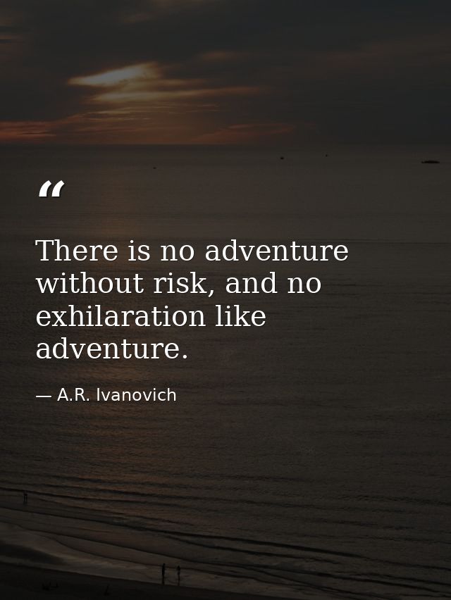 There is no adventure without risk, and no exhilaration like adventure. — A.R. Ivanovich
