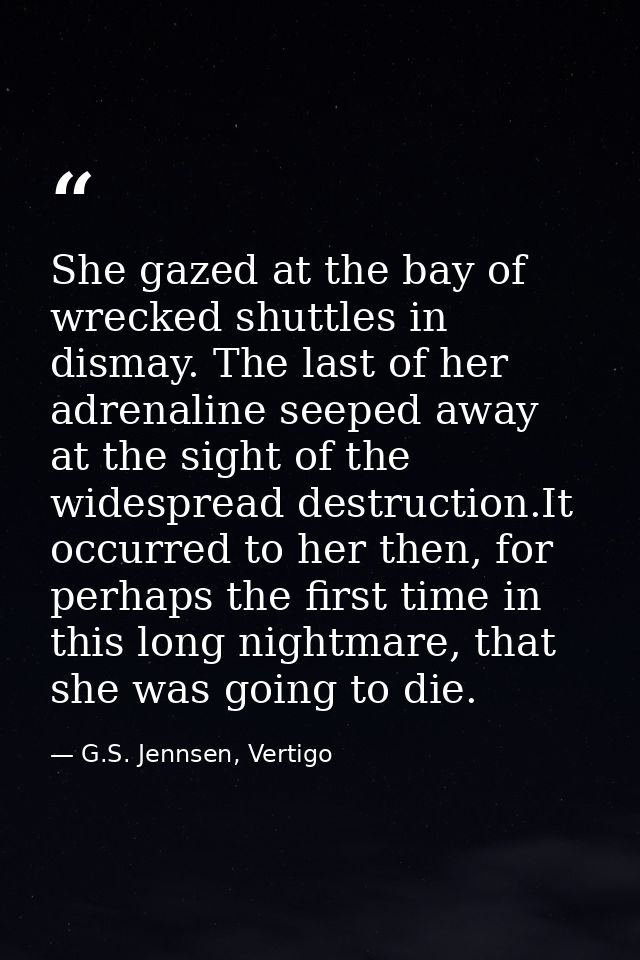 She gazed at the bay of wrecked shuttles in dismay. The last of her adrenaline seeped away at the sight of the widesprea — G.S. Jennsen, Vertigo