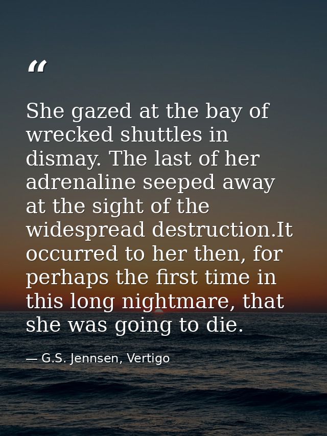 She gazed at the bay of wrecked shuttles in dismay. The last of her adrenaline seeped away at the sight of the widesprea — G.S. Jennsen, Vertigo