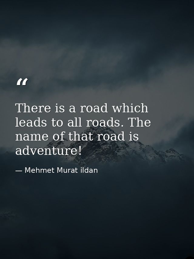 There is a road which leads to all roads. The name of that road is adventure! — Mehmet Murat ildan