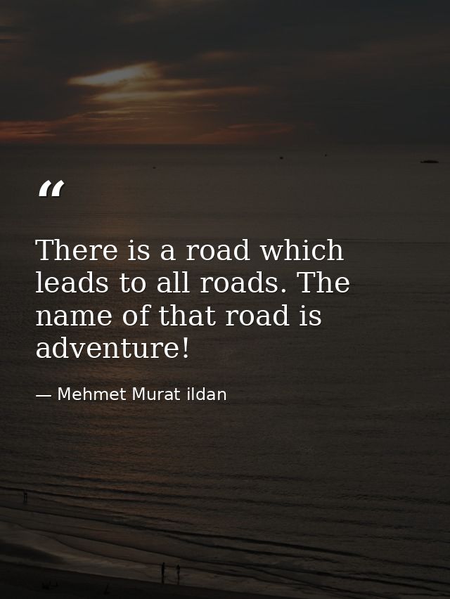 There is a road which leads to all roads. The name of that road is adventure! — Mehmet Murat ildan