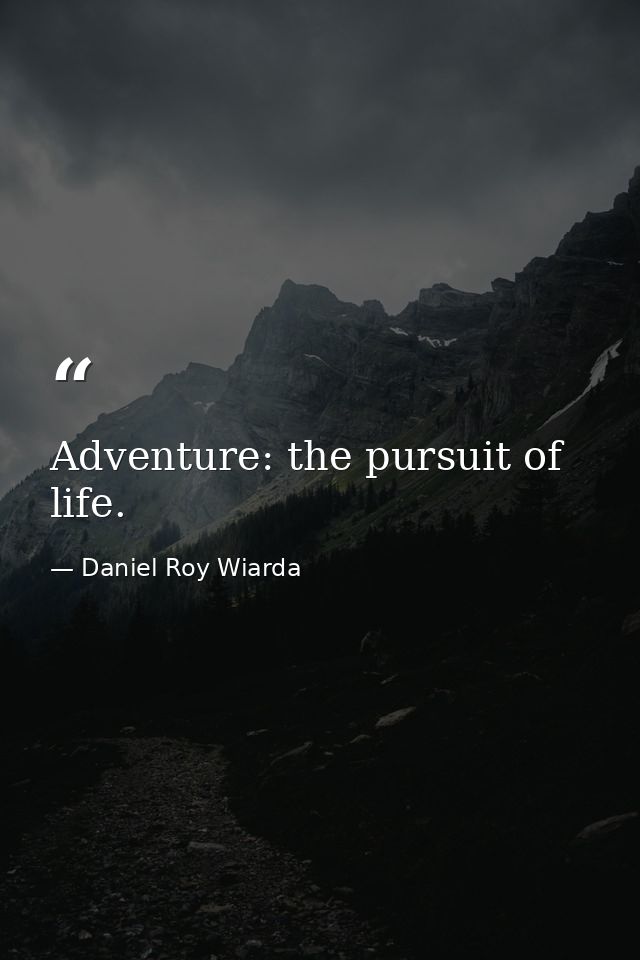 Adventure: the pursuit of life. — Daniel Roy Wiarda