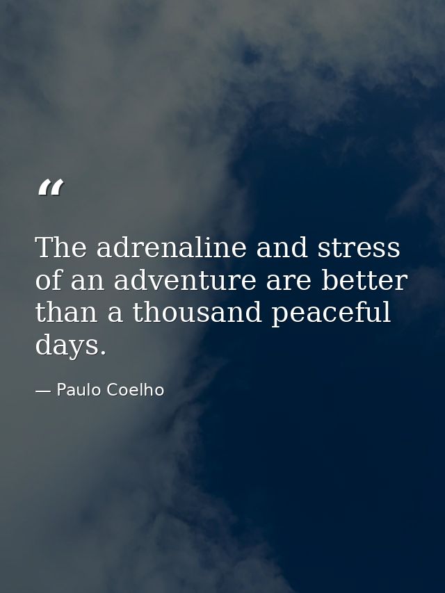 The adrenaline and stress of an adventure are better than a thousand peaceful days. — Paulo Coelho