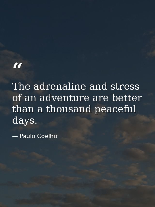 The adrenaline and stress of an adventure are better than a thousand peaceful days. — Paulo Coelho
