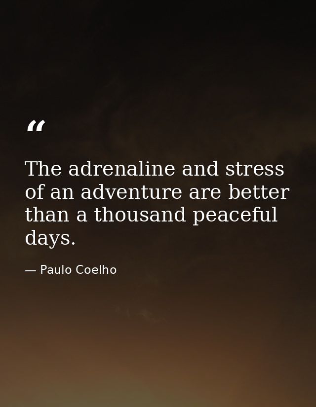 The adrenaline and stress of an adventure are better than a thousand peaceful days. — Paulo Coelho