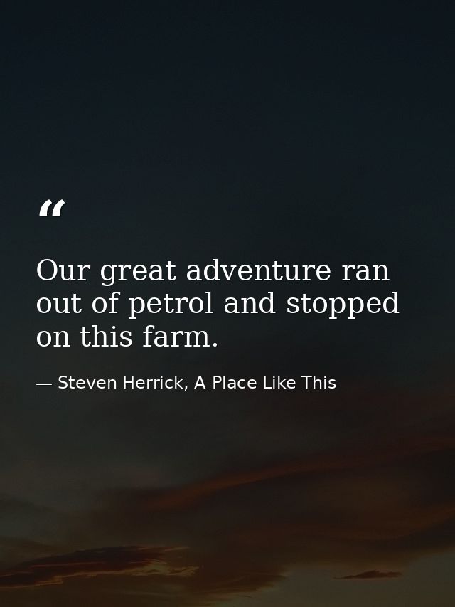 Our great adventure ran out of petrol and stopped on this farm. — Steven Herrick, A Place Like This