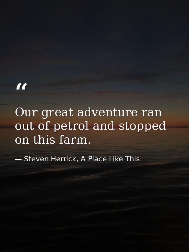 Our great adventure ran out of petrol and stopped on this farm. — Steven Herrick, A Place Like This