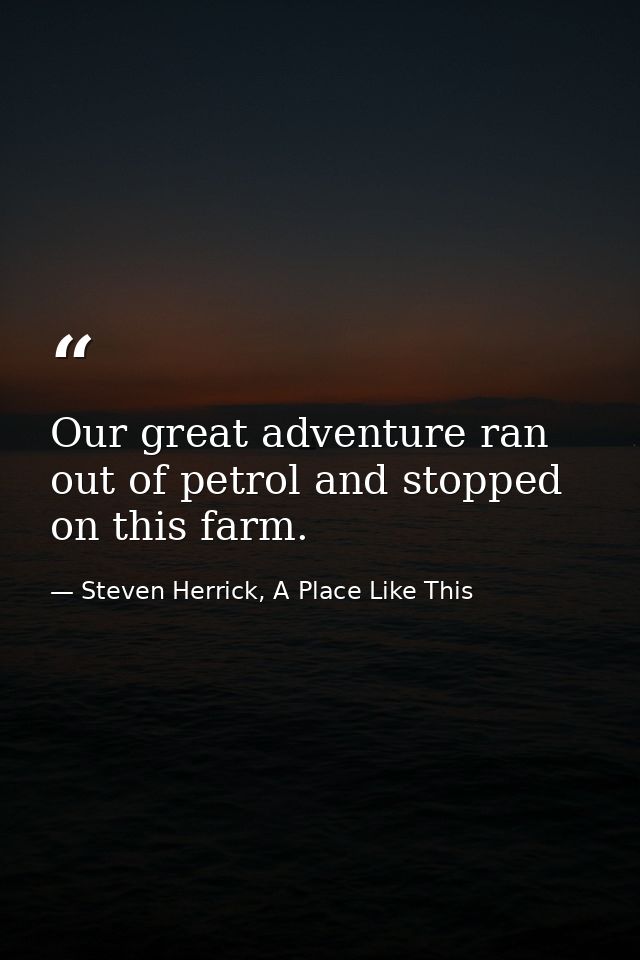 Our great adventure ran out of petrol and stopped on this farm. — Steven Herrick, A Place Like This