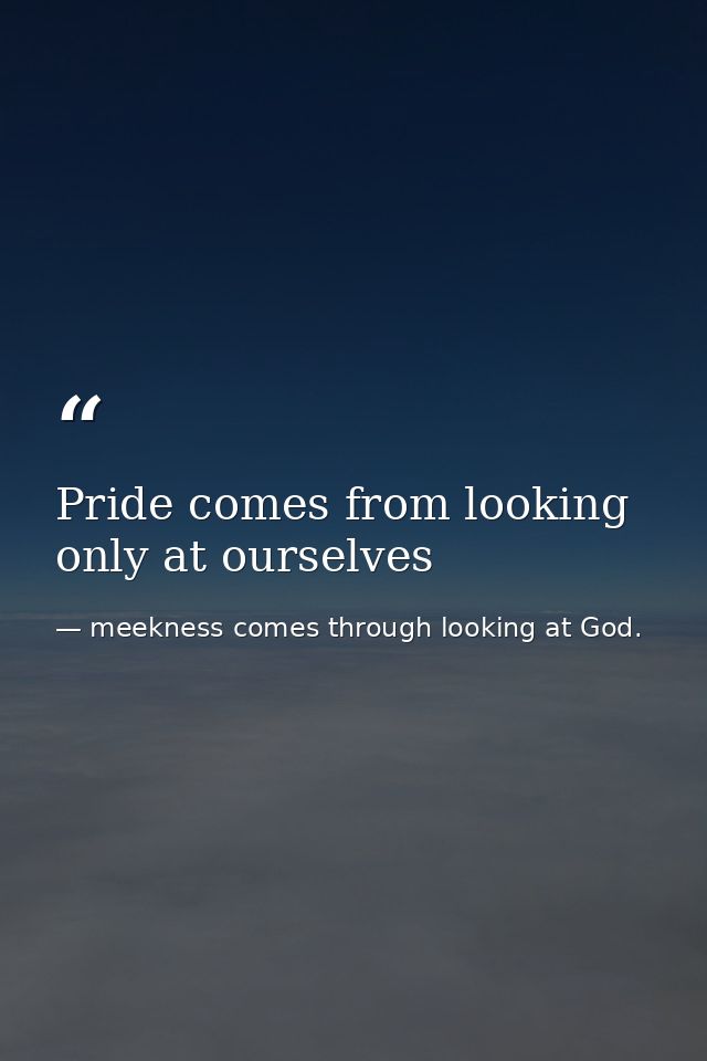 Pride comes from looking only at ourselves — meekness comes through looking at God.