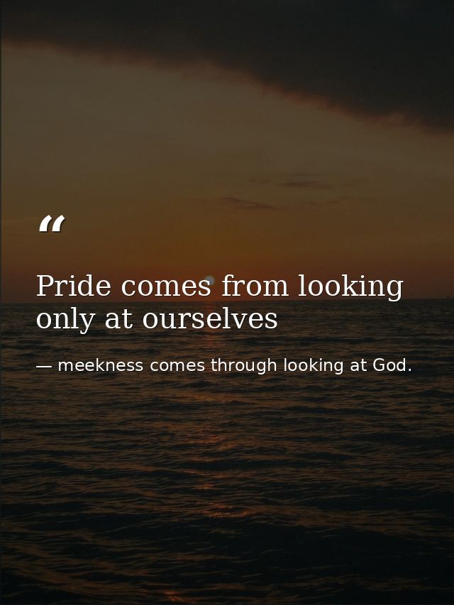 Pride comes from looking only at ourselves — meekness comes through looking at God.