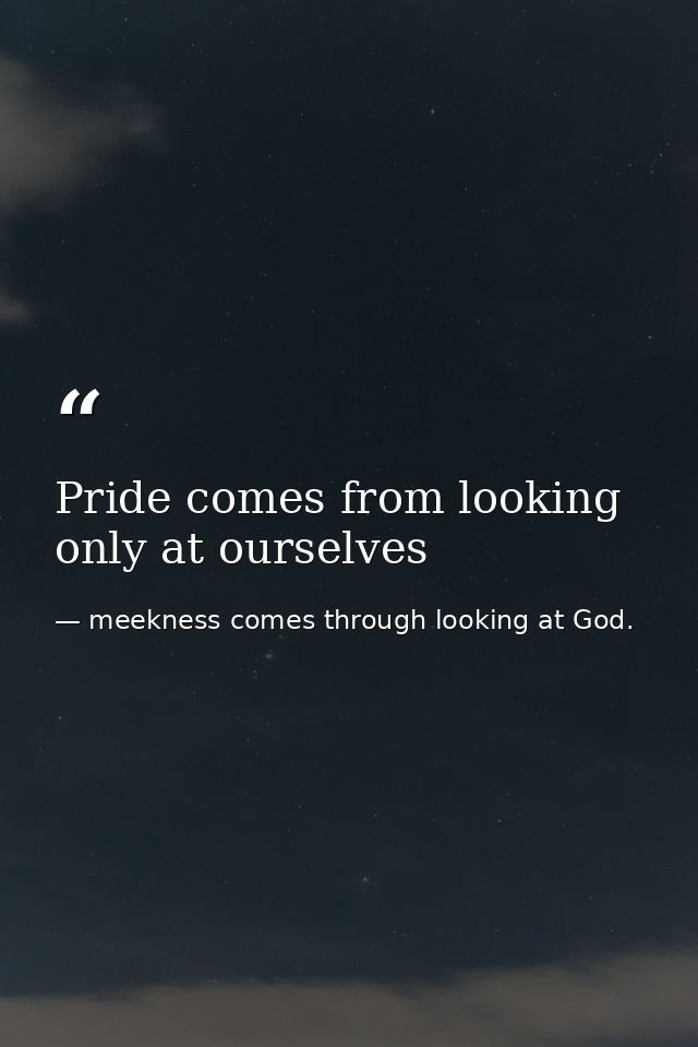 Pride comes from looking only at ourselves — meekness comes through looking at God.