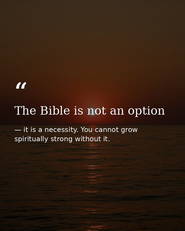 The Bible is not an option — it is a necessity. You cannot grow spiritually strong without it.