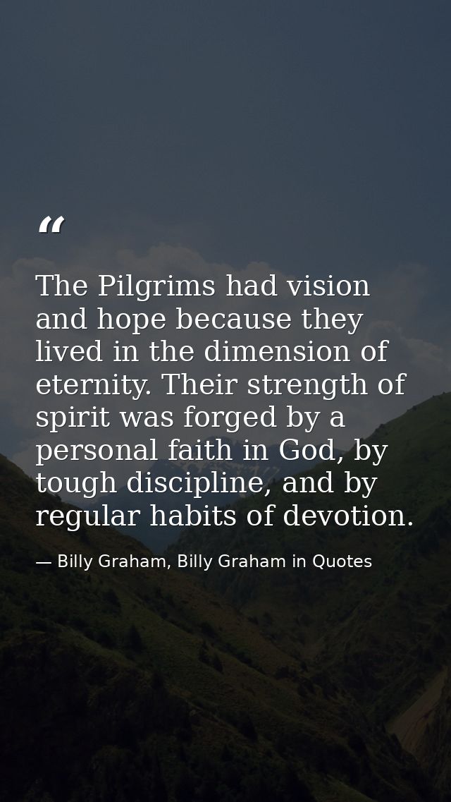 The Pilgrims had vision and hope because they lived in the dimension of eternity. Their strength of spirit was forged by — Billy Graham, Billy Graham in Quotes