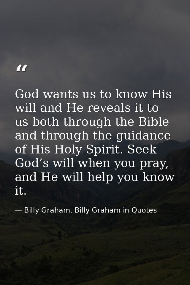 God wants us to know His will and He reveals it to us both through the Bible and through the guidance of His Holy Spirit — Billy Graham, Billy Graham in Quotes