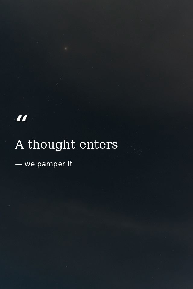 A thought enters — we pamper it