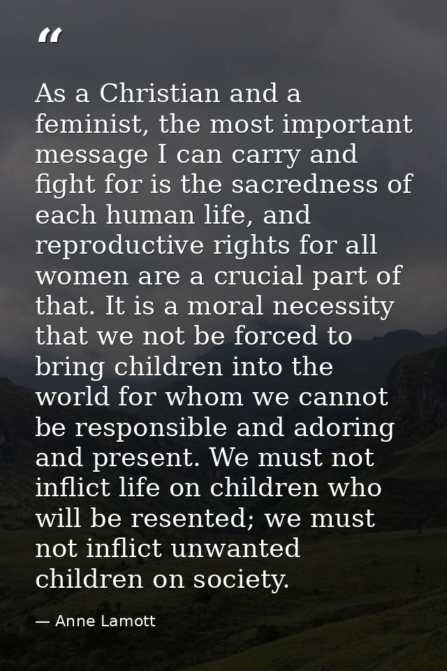As a Christian and a feminist, the most important message I can carry and fight for is the sacredness of each human life — Anne Lamott