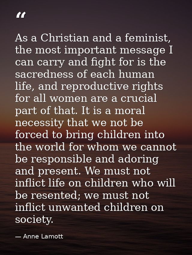 As a Christian and a feminist, the most important message I can carry and fight for is the sacredness of each human life — Anne Lamott