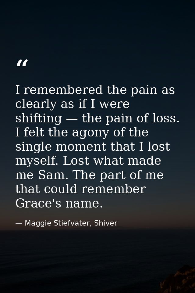 I remembered the pain as clearly as if I were shifting — the pain of loss. I felt the agony of the single moment that I  — Maggie Stiefvater, Shiver