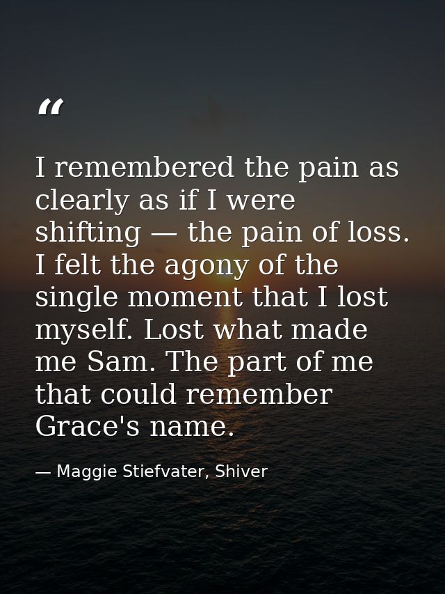 I remembered the pain as clearly as if I were shifting — the pain of loss. I felt the agony of the single moment that I  — Maggie Stiefvater, Shiver